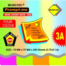 MUSIC 555 PROMPT-ME NEON STICKY NOTE PAD FOUR COLOUR 